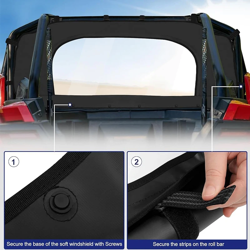 Zachte Achterruit Voor 2020-2024 2025 RZR PRO XP/Turbo R Stofstopper UTV Achterruit Panel regendicht UTV Accessoires