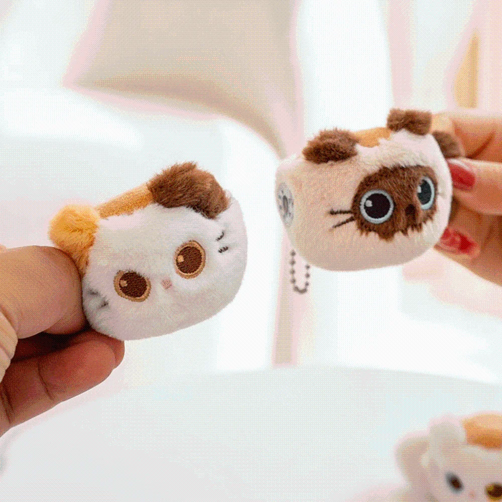 Siamese Calico Decor Miniature Cat Key Chains Fuzzy Lightweight Cup Edge Pendant Handmade Soft Magnetic Kitten Ornament Car Key