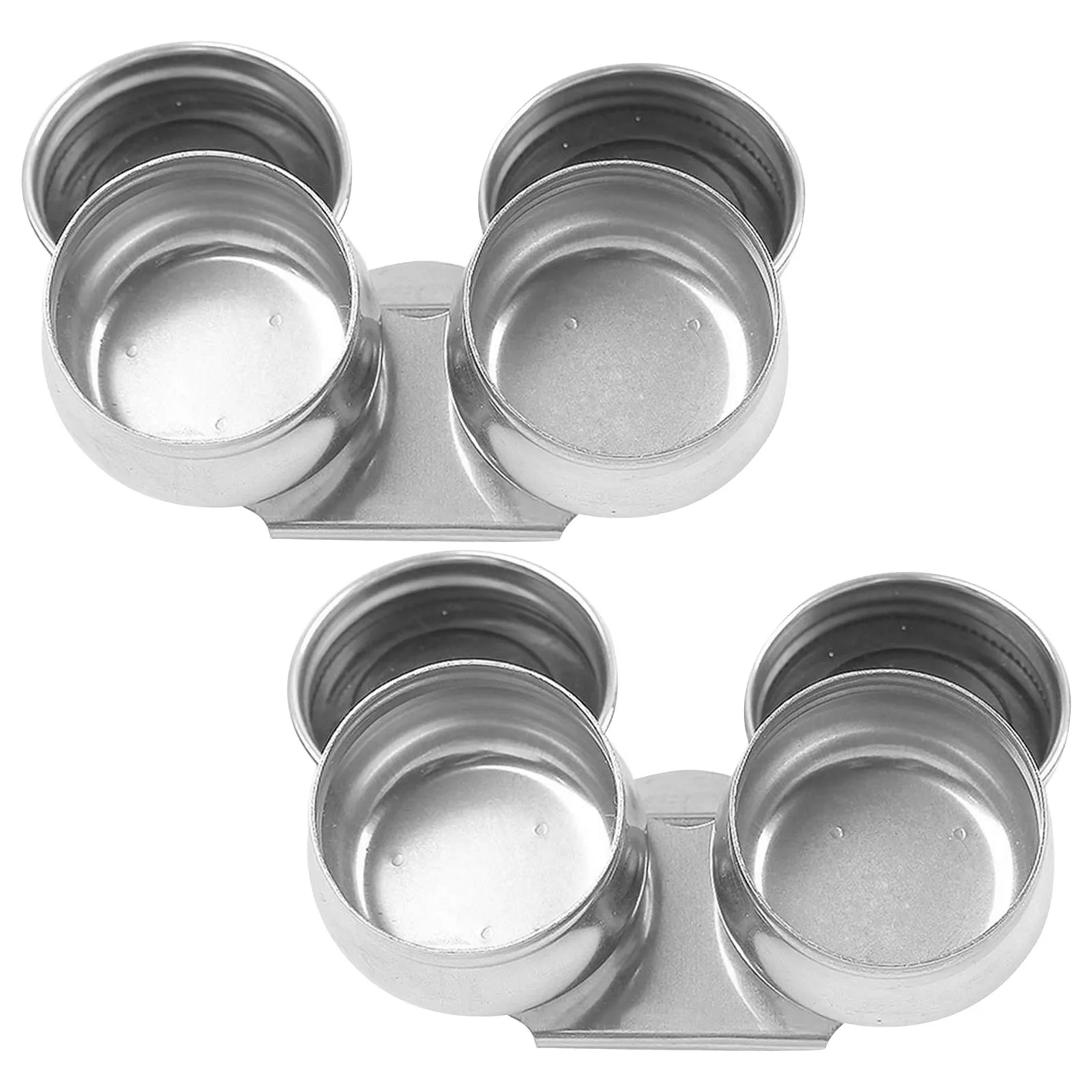 2Pcs Stainless Steel Oil Painting Palette Cups Leakproof Double Dipper Large Mouth Paint Containers Spill Proof Studio Outdoor