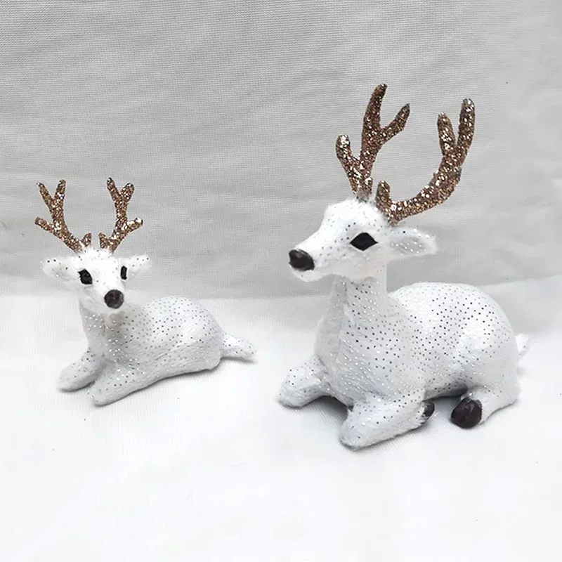 Small Deer Christmas Deer Ornaments Decoration Garden Miniatures Props New Year Xmas Elk Display Window Kids Gift