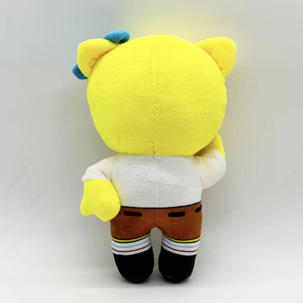 Hot Sale Yellow Cat Sqogebob Plush with Blue Bow Cute Stuffed Animal for Room Decoration Gift