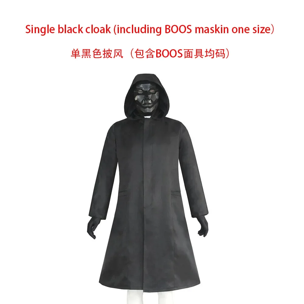 Korean Drama Game Cosplay Costume With Gloves Man Black Jumpsuit Triangle Disguise Round Square Carnival Party Men Medieval Coat view 2