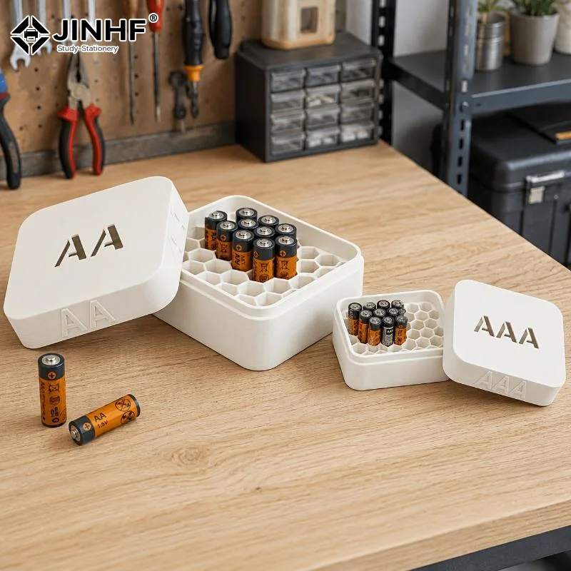 Large Honeycomb Battery Storage Box Compatible With AA/AAA Sizes The Ultimate Solution To End Drawer Clutter