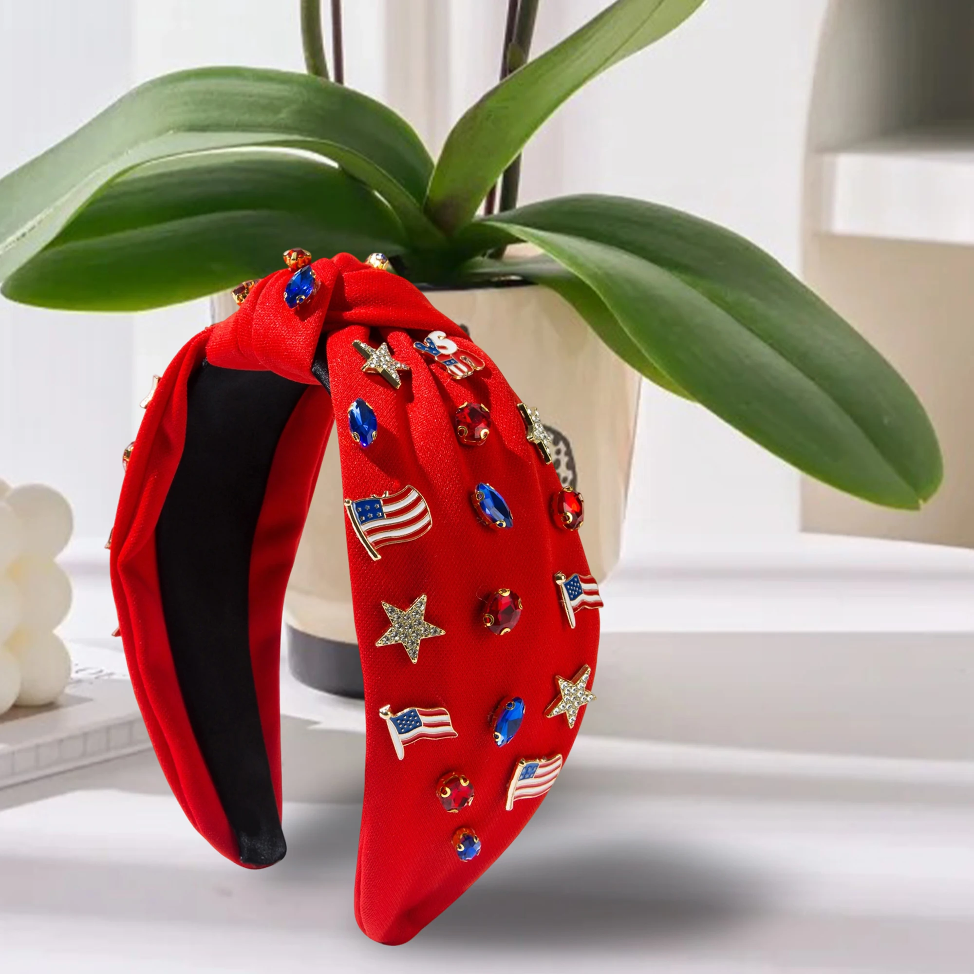 Haarschleifen-Stirnband mit patriotischer amerikanischer Flagge für Frauen und Mädchen, Unabhängigkeitstag, 4. Juli, rot, weiß, blau, Sterne und Streifen