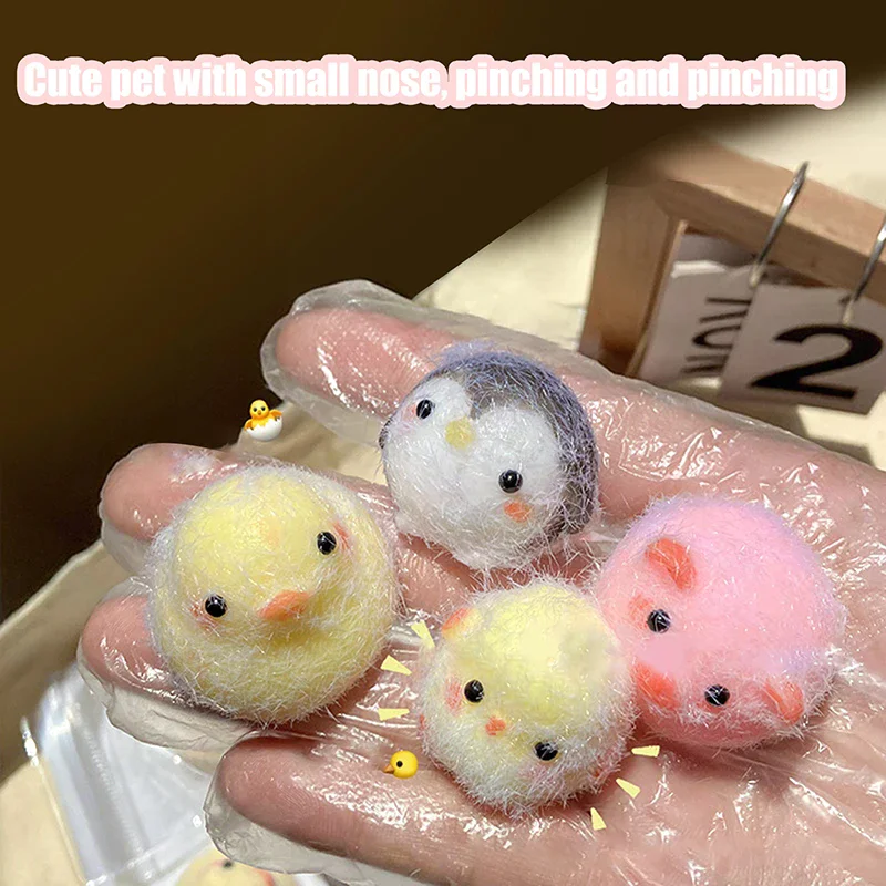 1pc ミニチュアひよこ豚動物リリーフスクイーズおもちゃスティッキーミニペンギンアヒルストレスリリーフかわいい新しいフィジェットおもちゃ
