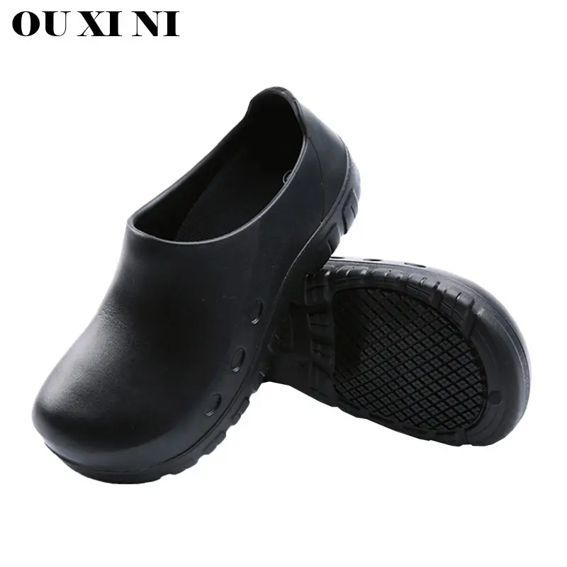 Kitchen Shoes for Men Anti-Collision Steel Head Chef's Shoes Hotel Restaurant Female Cook Anti-Slip Oil-Proof Working Shoes