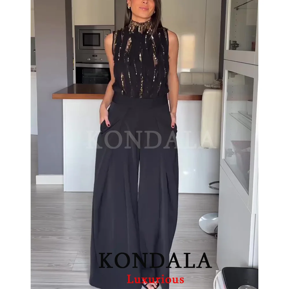 KONDALA سراويل طويلة أنيقة غير رسمية بأرجل واسعة للنساء مكتب سيدة جيوب مطوي سراويل طويلة موضة 2025 ملابس الشارع الشهير Y2K سراويل نسائية #6