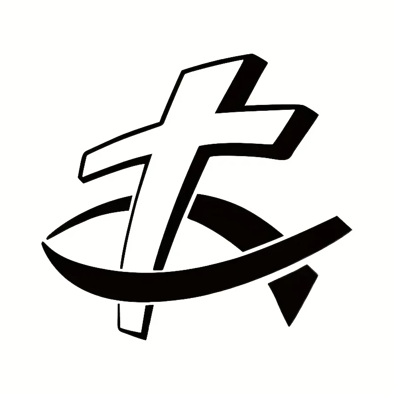 Perfect Christian Fish Car Stickers With Cross - Unique For Car Body Decoration!