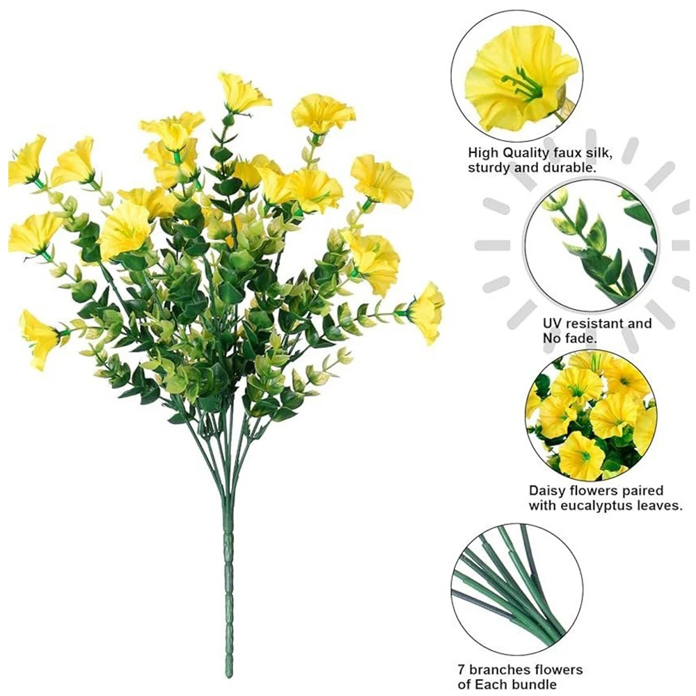 

5Pcs Artificial Flowers Deco 7 Bouquet Artificial Flower Morning Glory Artificial Flowers Outdoor Uv Resistant Outdoor Decoration