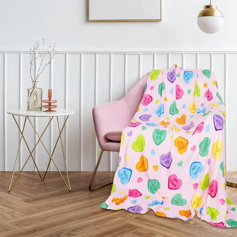

GNJ851Valentine's Day Blanket Candy Love pink Soft Comfortable Flannel Blanket Party Bed Sofa Sofa Decoration 130X150CMUn6^
