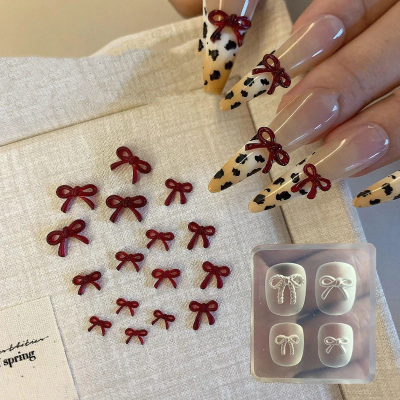French Bow Silicone Molds For Nail Charms Carving Stamp Mould For Nail Art Decoration Nails Accessories DIY