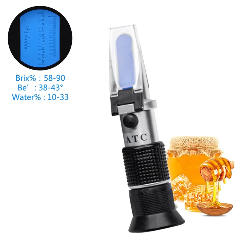 

1Pcs Handheld Refractometer Portable Brix Refractometer ATC Portable Moisture 12-27% Honey Refractometer Beekeeping Tester