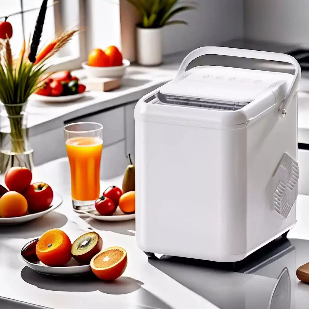 Compact Mini Round Ice Maker, Fully Automatic Low Power Ice Machine for Dormitory, Built-in Self-Cleaning System