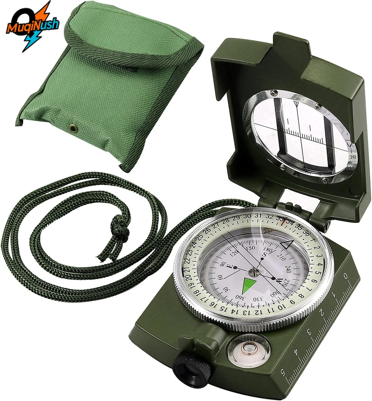 

MuqiNush Military Multifunctional Waterproof Metal Sighting Luminous Compass for Hiking Camping Climbing Biking -Camouflage