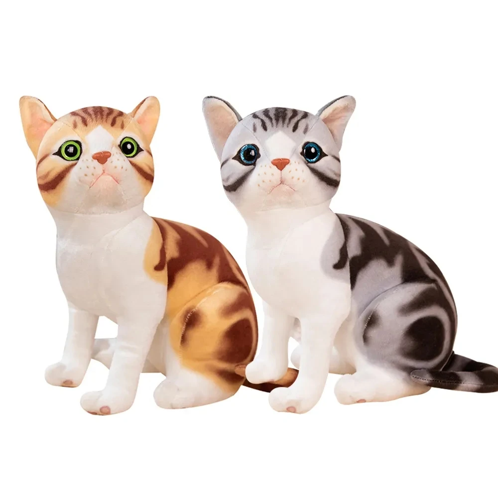 

1pc 25CM Lovely SImulation Pet Cat Plush Toys Cartoon English Short Cat Calico Cat Plushie Doll Stuffed Soft for Kids Funny Gift
