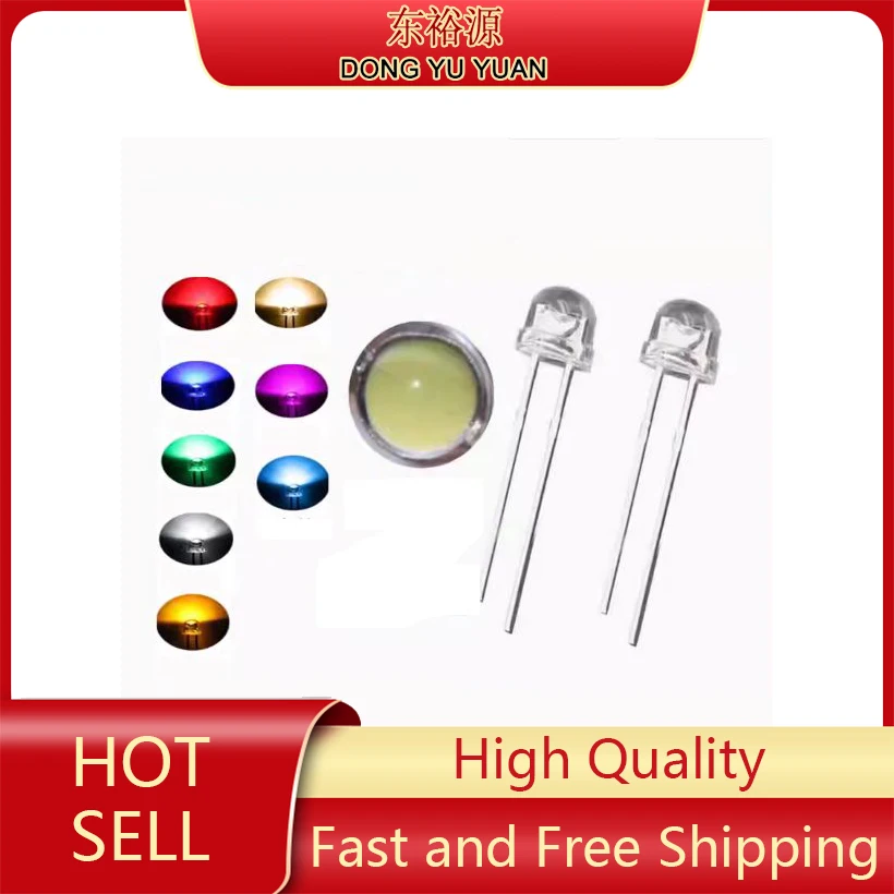 100PCS 5MM DIP Blue Red Yellow Green Warm White High Bright F5 Quality Bead Light Emitting Diode Transparent Cover Straw Hat Led