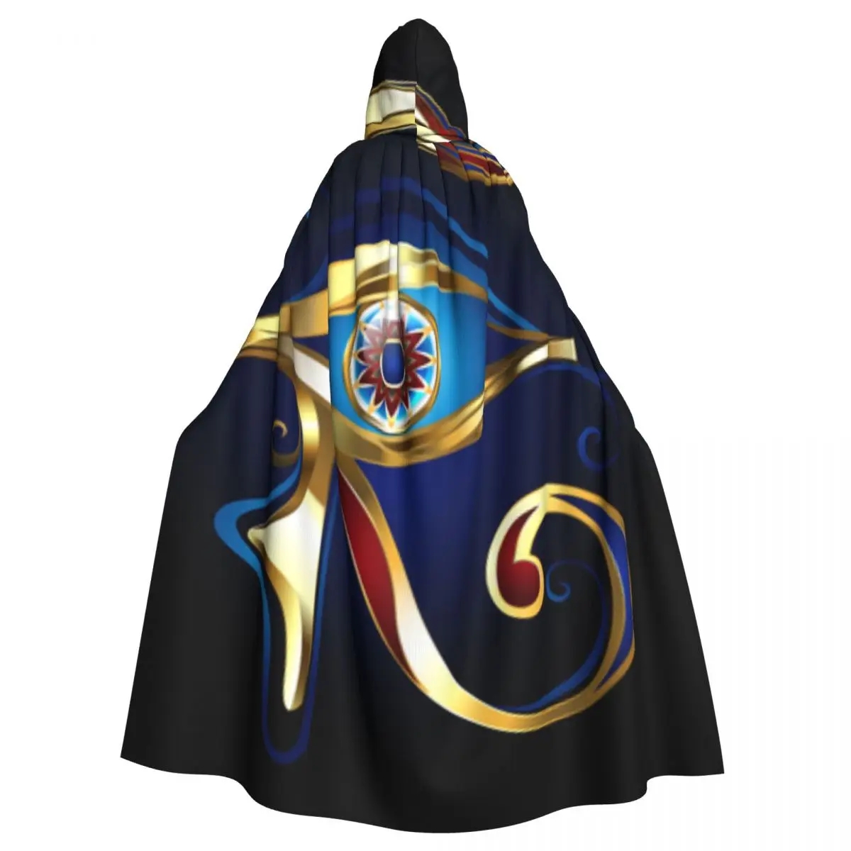 Adult Halloween Amulet Eye Of Horus Cloak Cape Hooded Medieval Costume Full Length Dress Coat