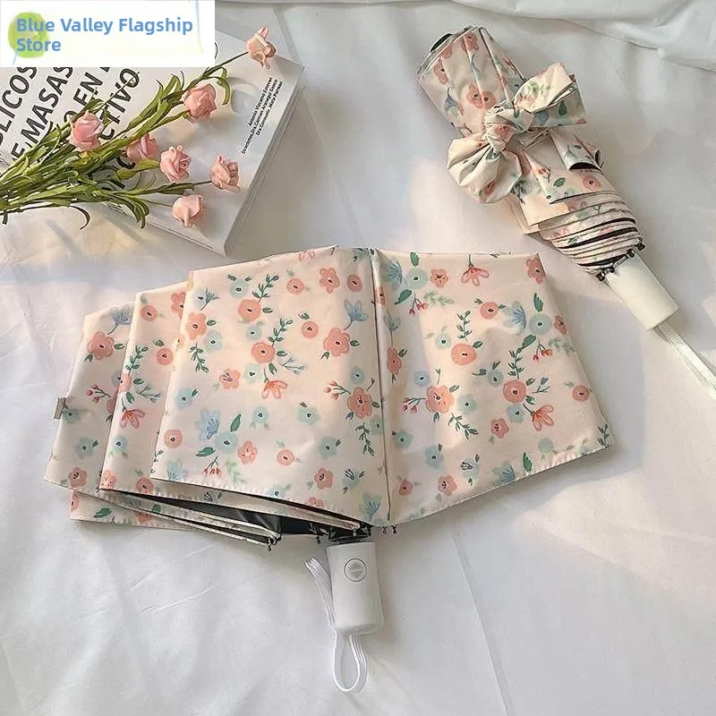 

Автоматический зонт с цветочным принтом, высокая эстетическая ценность, защита от солнца и УФ-излучения, женский зонт, двойное назначение (дождь и солнце), стильный дизайн