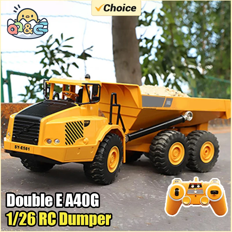 DOUBLE E A40G 1/26 Radio Controlled Car RC Truck Dumper Tractor Consruction Engineering Excavator Vehicle Toys for Boys Kid Gift