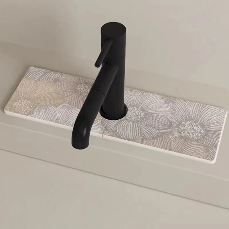 VIKAMA Minimalist Flower Leaf Faucet Absorbent Pad Quick Drying Sink Splash Protection Pad Plant Drip Pad Home Decoration