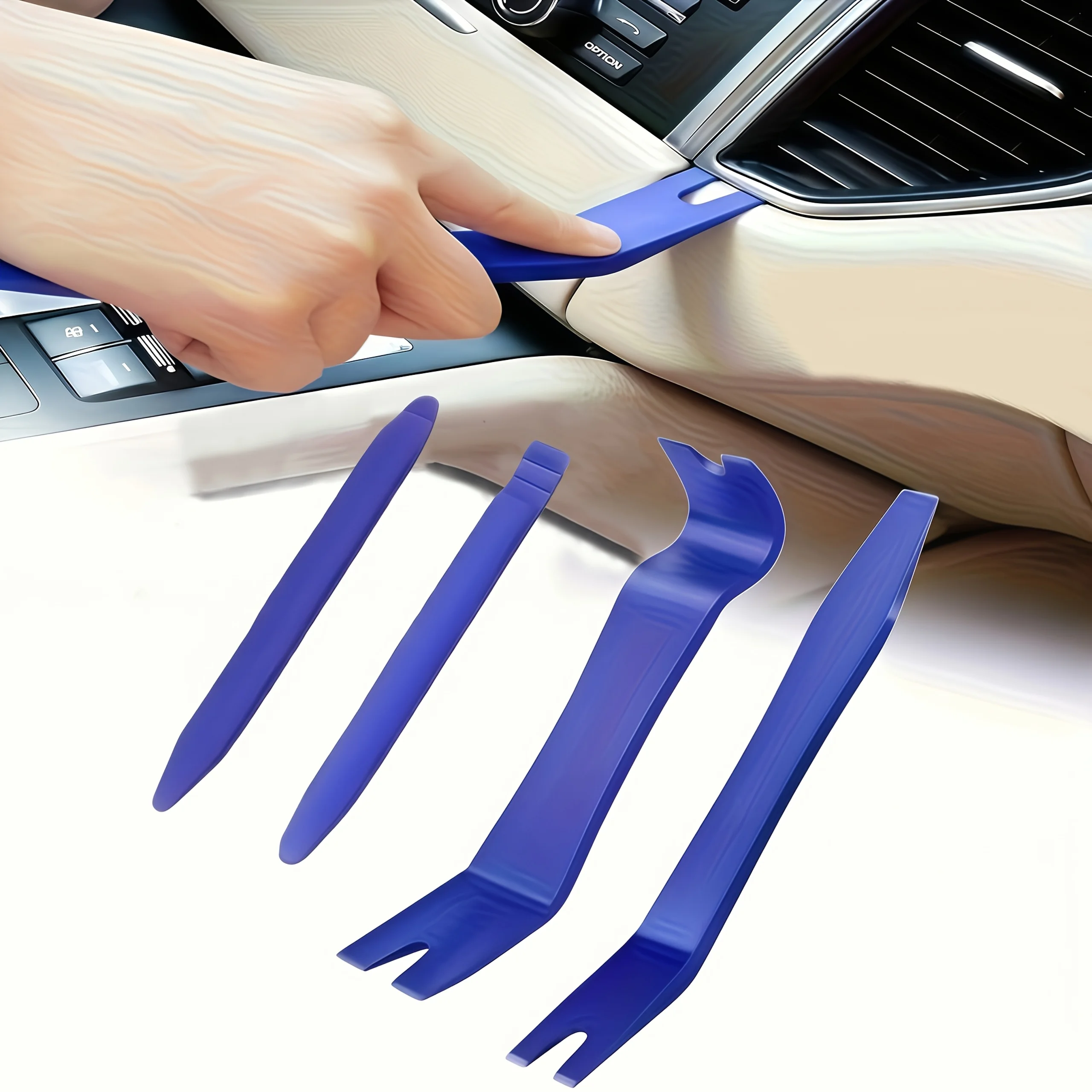 8/9pcs Scratch Resistant Car Interior Trim Pry Tool Kit With Retaining Clips For Door Panel Center Console Fastener Repair Work