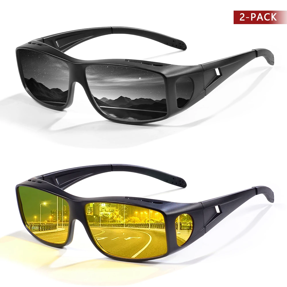 CRIXALIS Polarisierte Nachtfahrbrille für Männer und Frauen Überbrille mit Nachtsicht Anti-Blendschutz Polarisierte Gläser mit UV400-Schutz – Detail 2