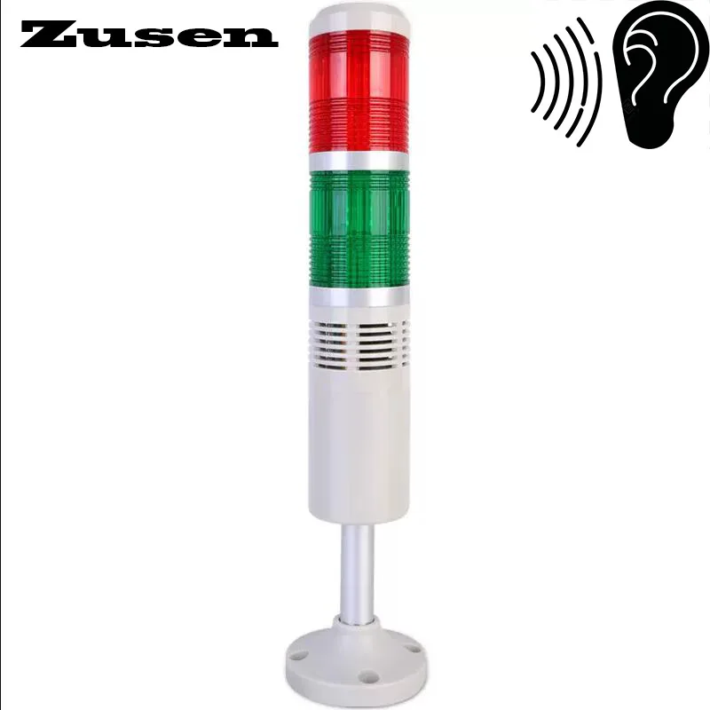 Zusen 50mm TB50-2T(W)-D-J Multilayer Warning Red and Green Led Always Bright or Flashes Signal Tower Light with Buzzer