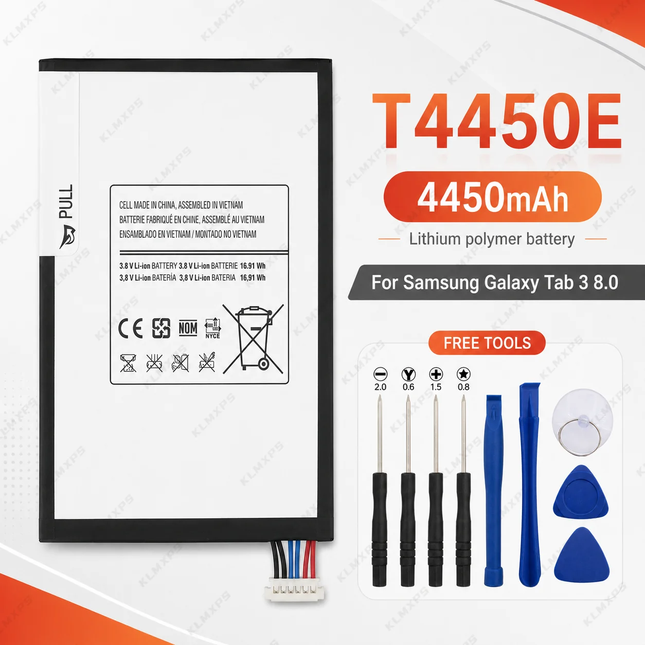 4450mAh High Capacity Battery for Samsung Galaxy Tab 3 8.0 T310 T311 T315 SM-T310 SM-T311 T4450E Replacement Internal Battery