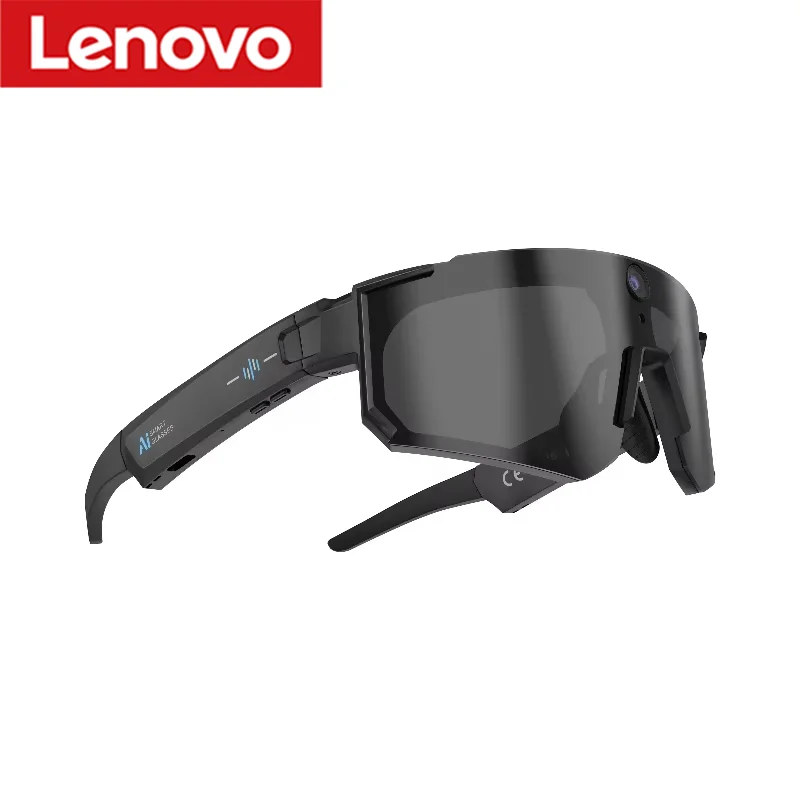 Lenovo 2400W ChatGPT Kamera Foto AI Smart-Brille 1080P Video Anti-Shake Fahrrad-Sportsonnenbrille DualMic 32GB Winddichte Schutzbrille