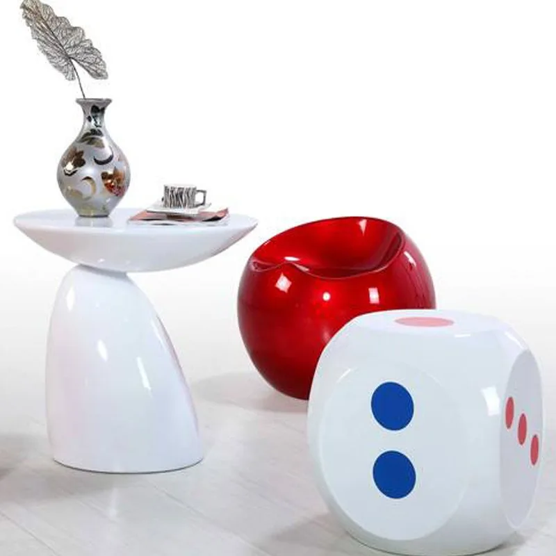 Fiberglass seat coffee table combination shopping mall Meichen homestay negotiation room creative apple chair round stool commer