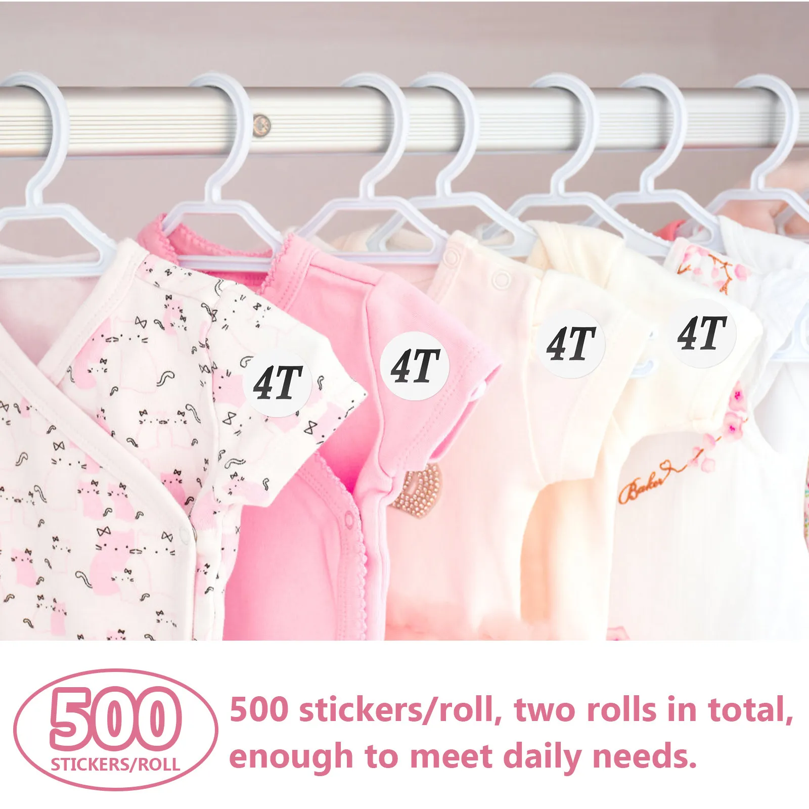 

2 Rolls Round Clothing Size Sticker Label Premium Self Adhesive Size Labels for Wholesale and Clothing Shop