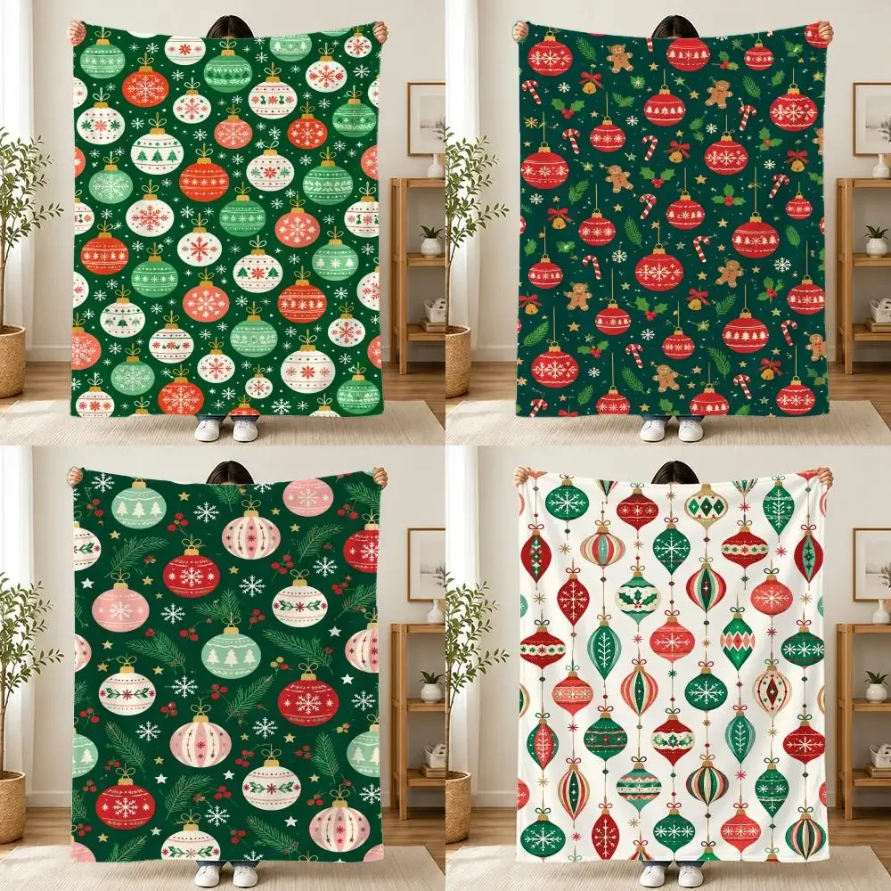Christmas Bauble Scatter Pattern  Throw Plush Flannel Throw Blanket, Sofa Bed Travel Picnic Home Textile Decor
