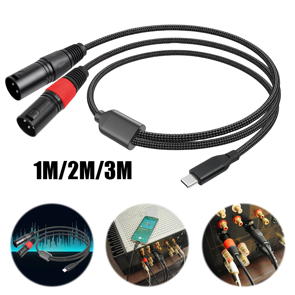 Type C To Dual XLR Male Aux Audio Cable Built in DAC Chipset USB C To Dual XLR Audio Cable Type C To XLR Male Output Stereo Cord