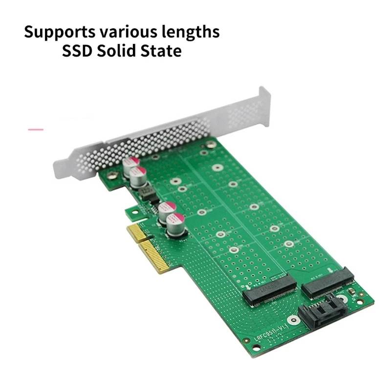 PCIex4 to M.2 NVMe+NGFF Double SSD Expansion Card Adapter For Desktop Highly Speed Transmission, for Improved Storage