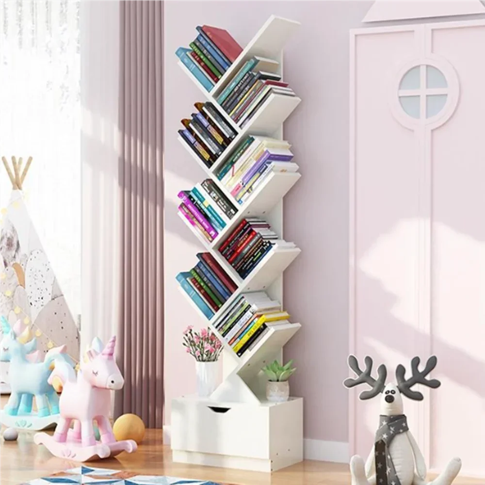 Tree Shaped Bookshelf Textbook and Book Storage Artifact Modern Floor Standing Living Room Multi-layer Simple Creative Bookshelf