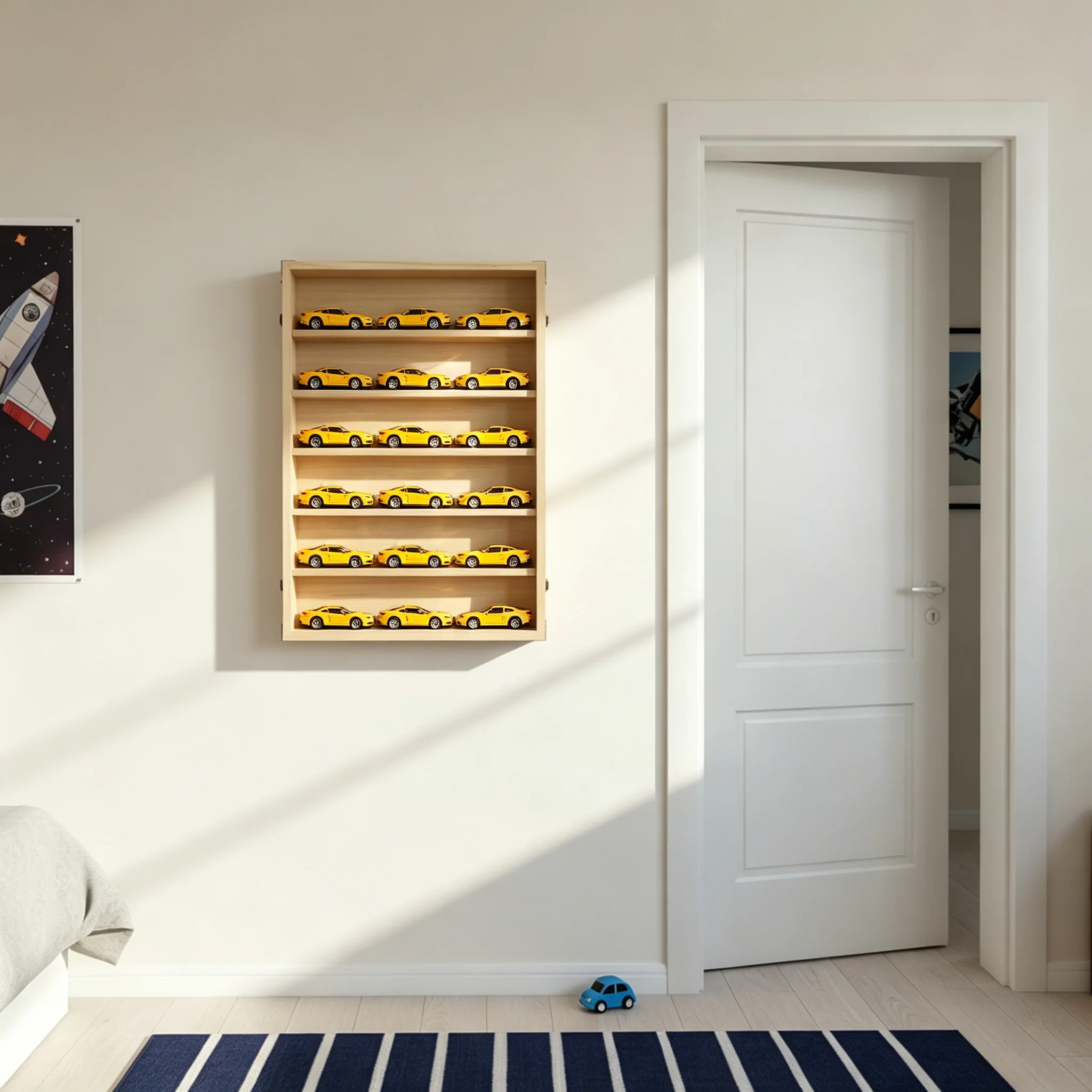 Vitrine murale en bois à 6 niveaux, boîte de rangement pour figurines et objets de collection, boîte de présentation murale anti-poussière avec porte transparente pour mini figurines.