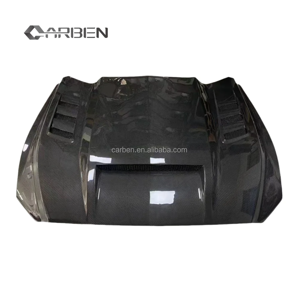 High Quality TF Style Carbon Fiber Front Engine Hood for Ford Mustang GT350 GT500 2018-2023 with Vent Cooling Engine Cover