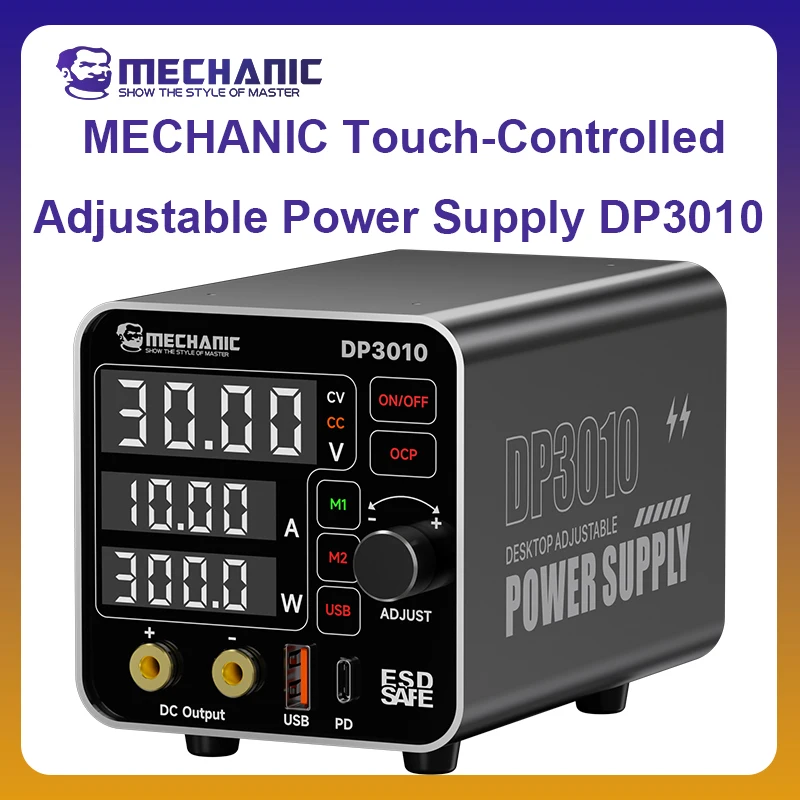 Fuente de alimentación ajustable con control táctil MECHANIC OFFICIAL DP3010, ajustable por toque, para herramientas de reparación de Xiaomi y Apple iPhone