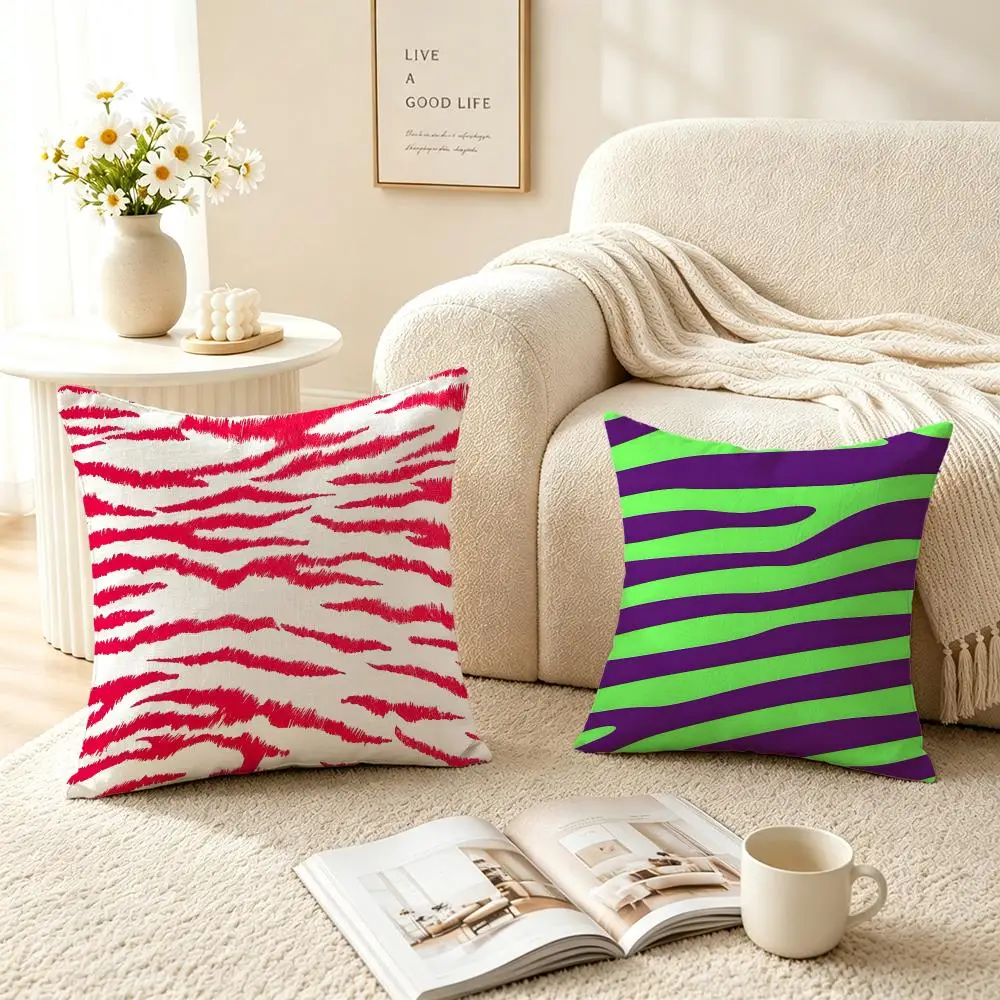 Ip Zebra Stripes Cushion Cover Pillow Short Plush fresh natural Cushion for Living Room Bedroom Sofa Home Decoration