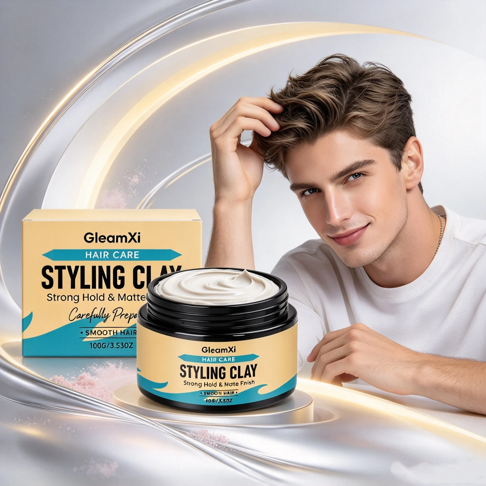 GleamXi Men Hair Styling Clay Shape Versatile Hairstyles Offer Reliable All-Day Grip No Greasy Matte Finish Hair Molding Paste