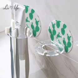 Self-adhesive Wall Plastic Toothbrush Holder Toothpaste Storage Rack Razor Toothbrush Dispenser Storage Bathroom AccessoriesTool