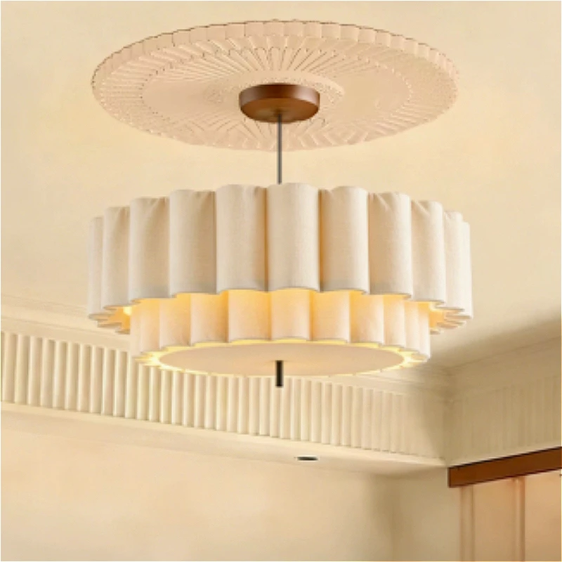 Wabi-Sabi Cloth Lustre Restaurant LED Ceiling Pendant Lights Minimal for Dinning Living Room Hanging Lumin Lamps Home Decor Lamp