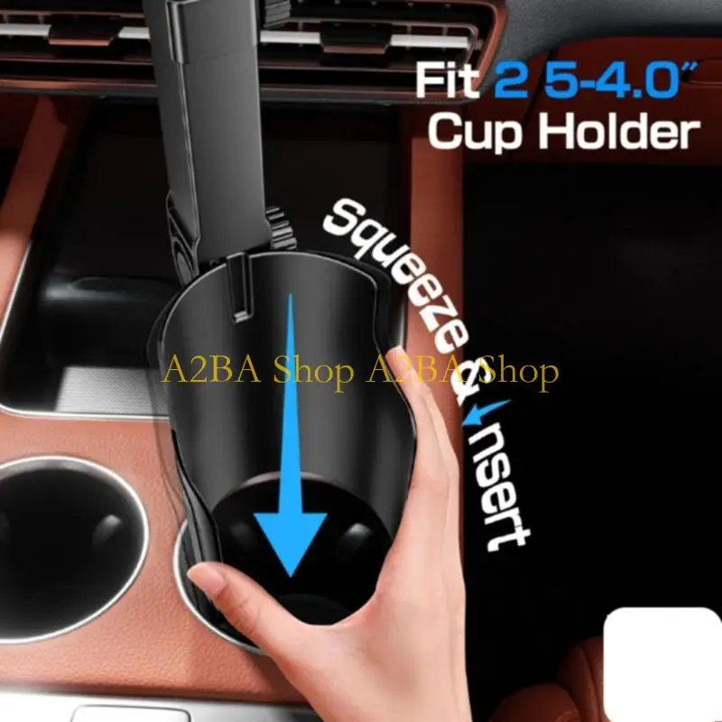 A2BA Multifunctional Car Cup Holder Phone Stand with Head, Adjustable Height Design for Navigation Screen Placement, Black