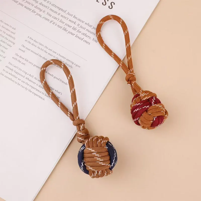 

Handbag charm, hand woven double colored ball cute creative hanging rope Ins style Nylon rope lock ball bag accessories