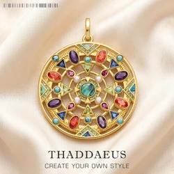 Golden Colorful Amulet Pendant Brand New Jewelry 925 Sterling Silver Accessories Romantic Gift For Women