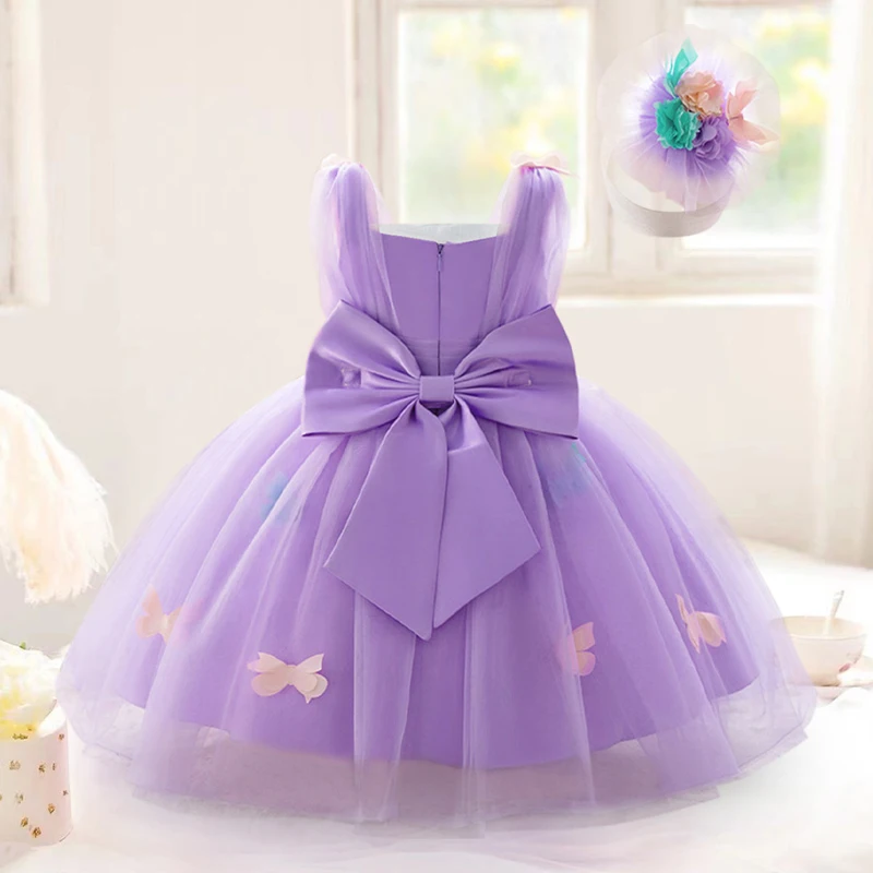 Baby Girls Party Dress Tulle Sleeveless Toddler Summer Clothes Infant Baby 1st Birthday Princess Dresses For Girl Wedding Gown