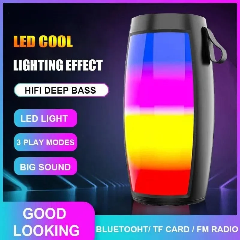 Portable Bluetooth Speaker LED Effect Dual Speaker Stereo Outdoor Sport Tfusb Playback FM Voice Broadcast Home Party Activities