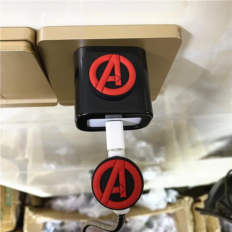 Cartoon Marvel Cable Winder Set For iPhone 11 12 Fast Charging 18/20 W Plug Data Line Charger Protection Sprial Cable Protective