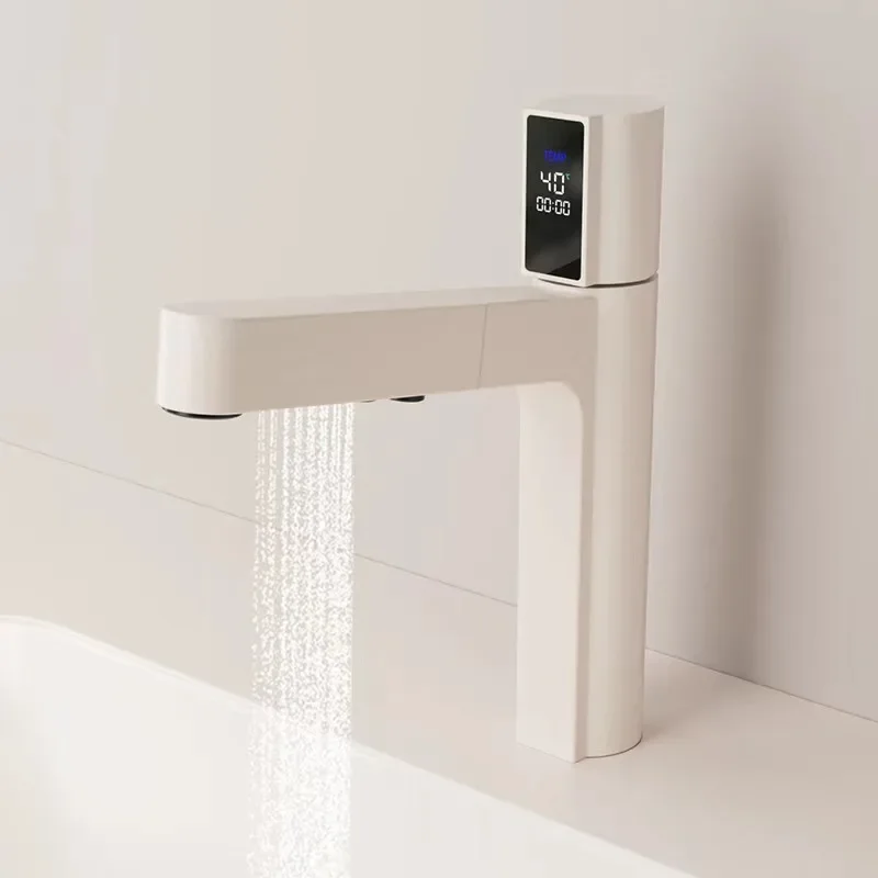 New face basin Under the counter basin Black temperature display LED red, green and blue hot and cold mixed water faucet