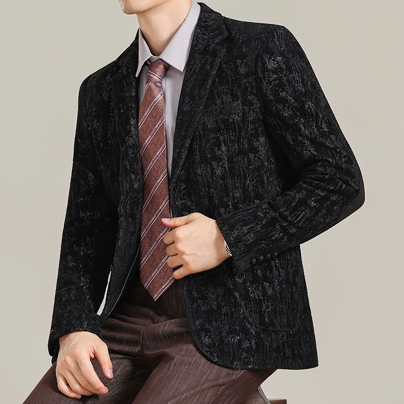 

Высококачественный осенний мужской приталенный пиджак, модный плюшевый жаккардовый повседневный пиджак, уличная одежда, деловые пиджаки 5XL